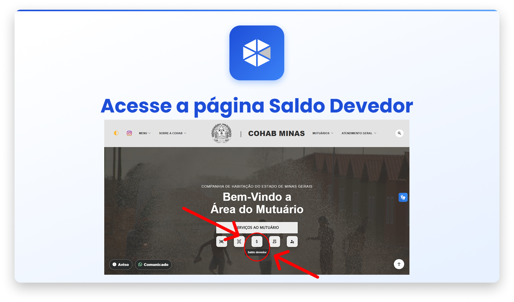 Slide do PowerPoint com a indicação do serviço Saldo devedor
