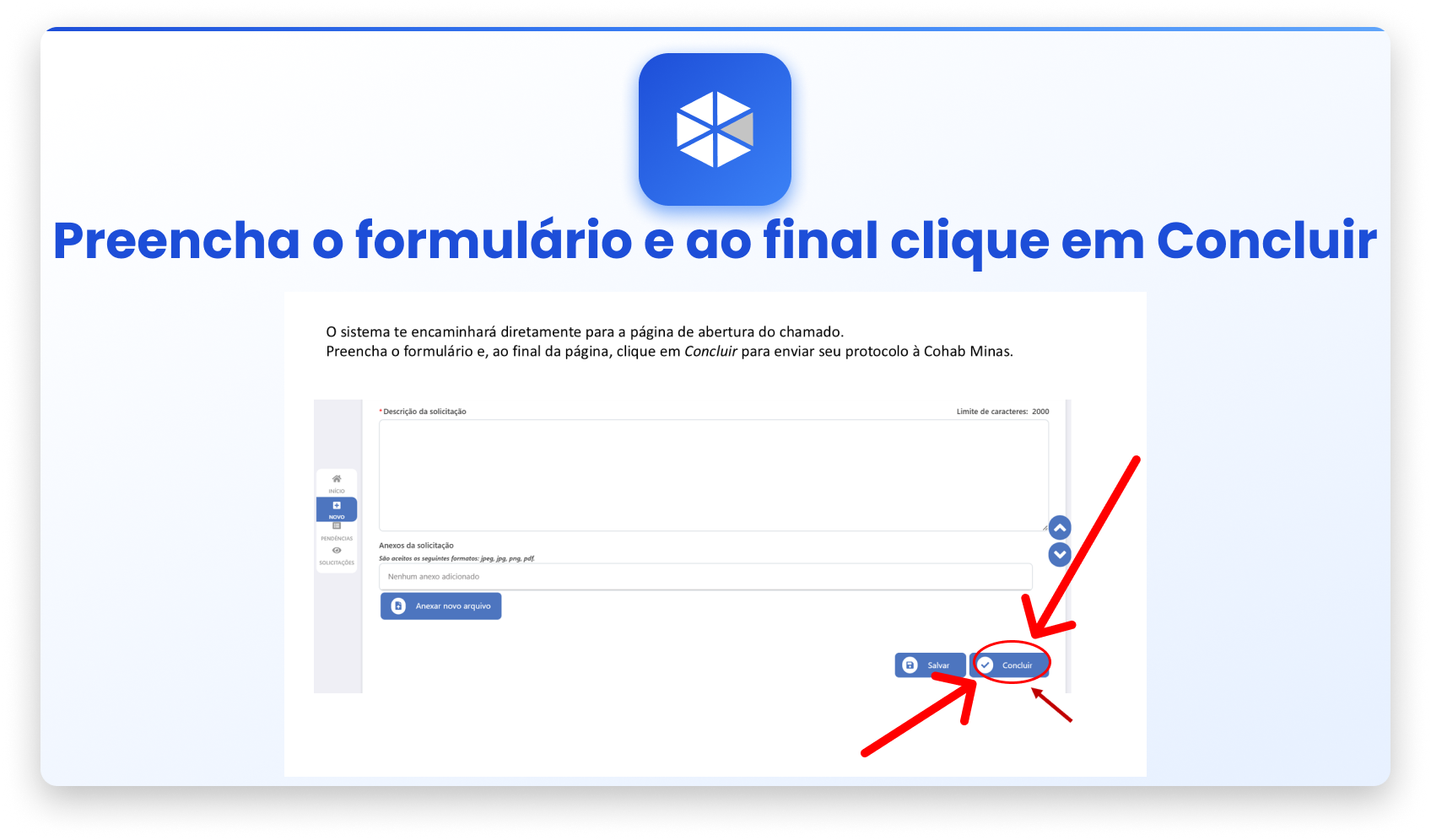 Slide do PowerPoint com formulário da solicitação